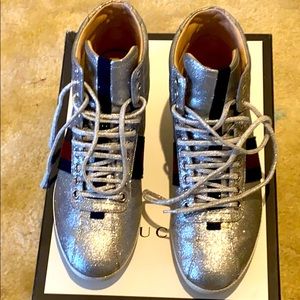 ** Silver Glitter Hightop Gucci Sneakers ** 37